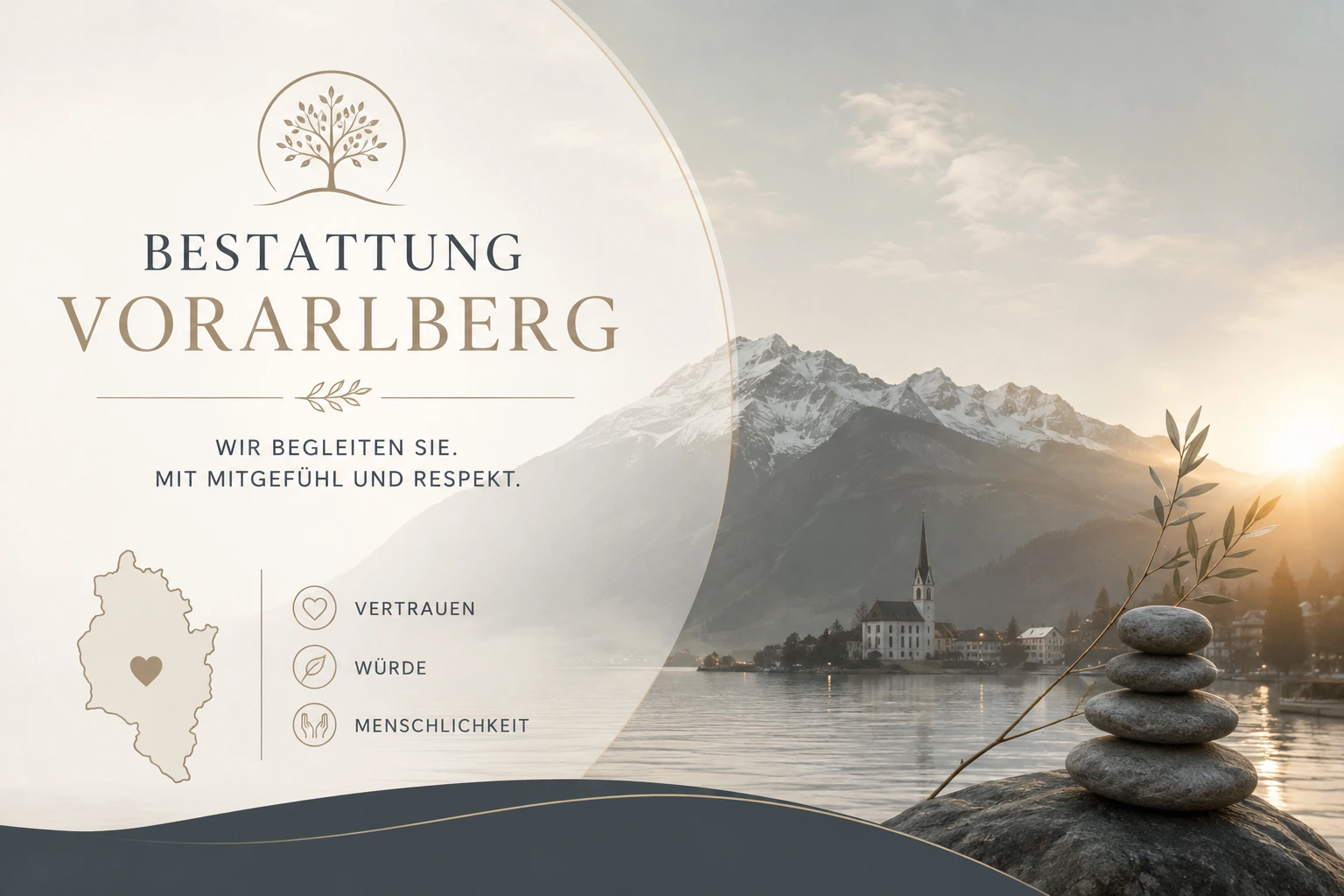 Bestattung Vorarlberg mit Berg und Seepanorama